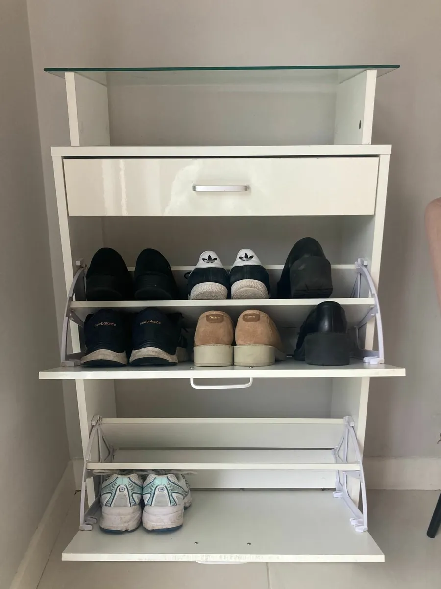 Used Drawer Shoe Cabinet with Glass Top - Image 3