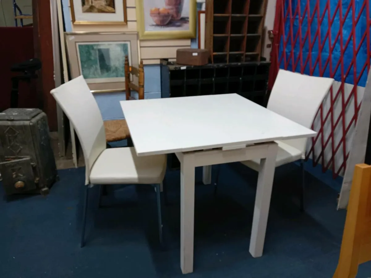 Modern White Two Seat Dining Set - Image 1