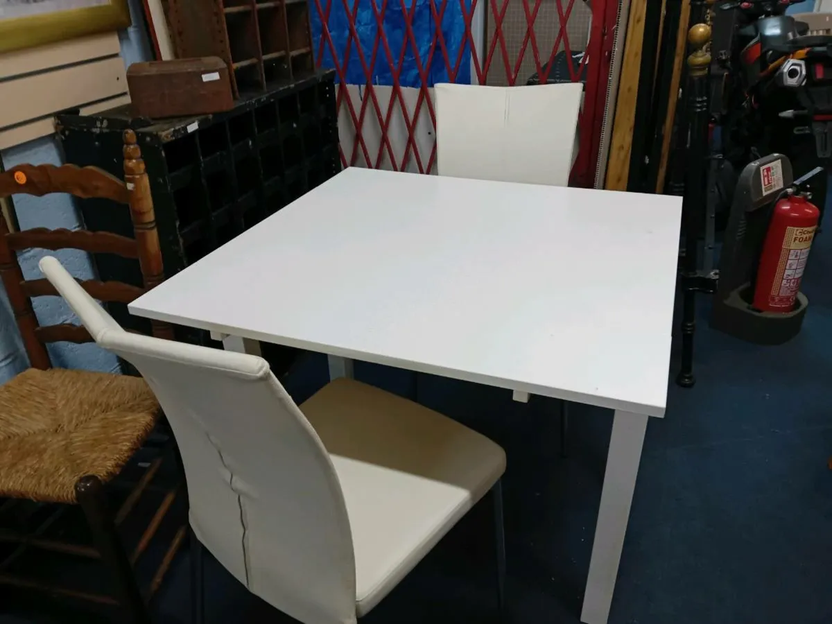 Modern White Two Seat Dining Set - Image 2