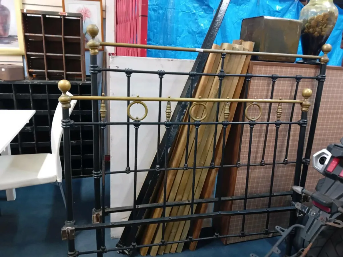Victorian Iron And Brass Framed Bed - Image 1
