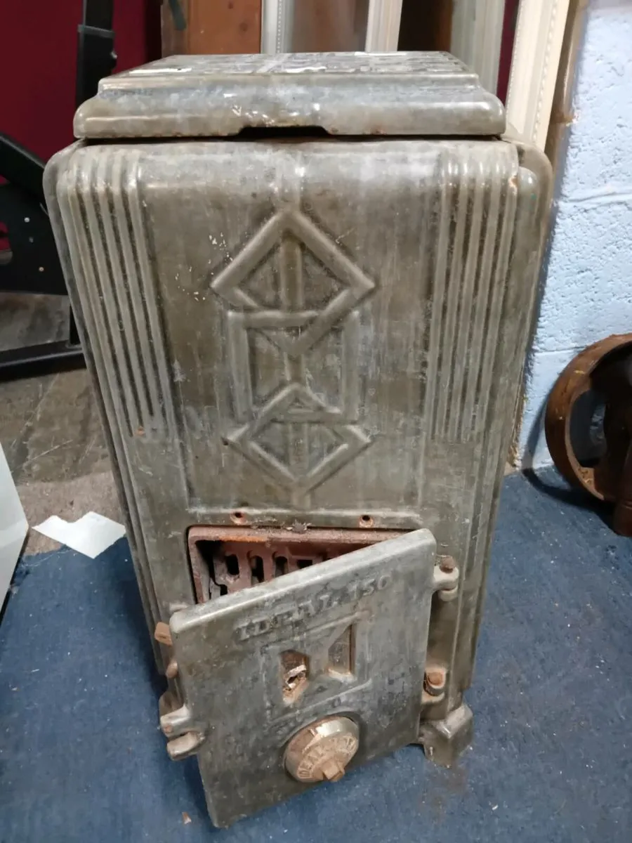 Vintage French Enamel Wood Burning Stove - Image 1