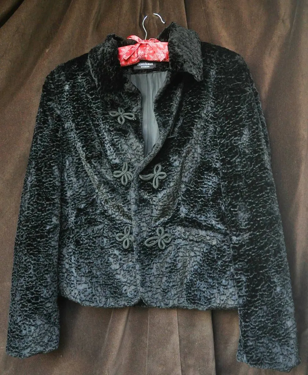 Black Faux Fur Ladies Jacket by NienHaus - Image 3