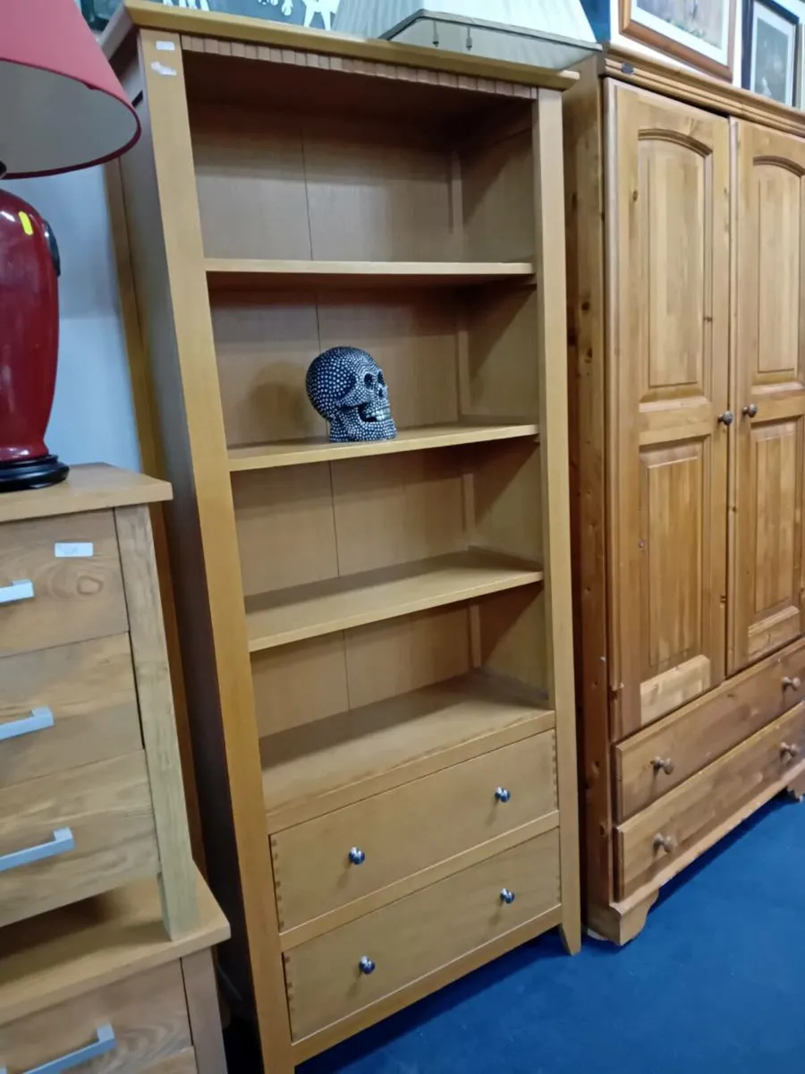 Modern Oak Bookcase With Drawers