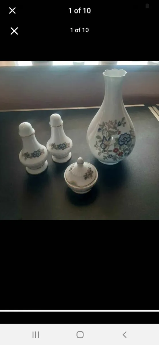 Royal Tara vase, salt &peppe and ring dish - Image 1