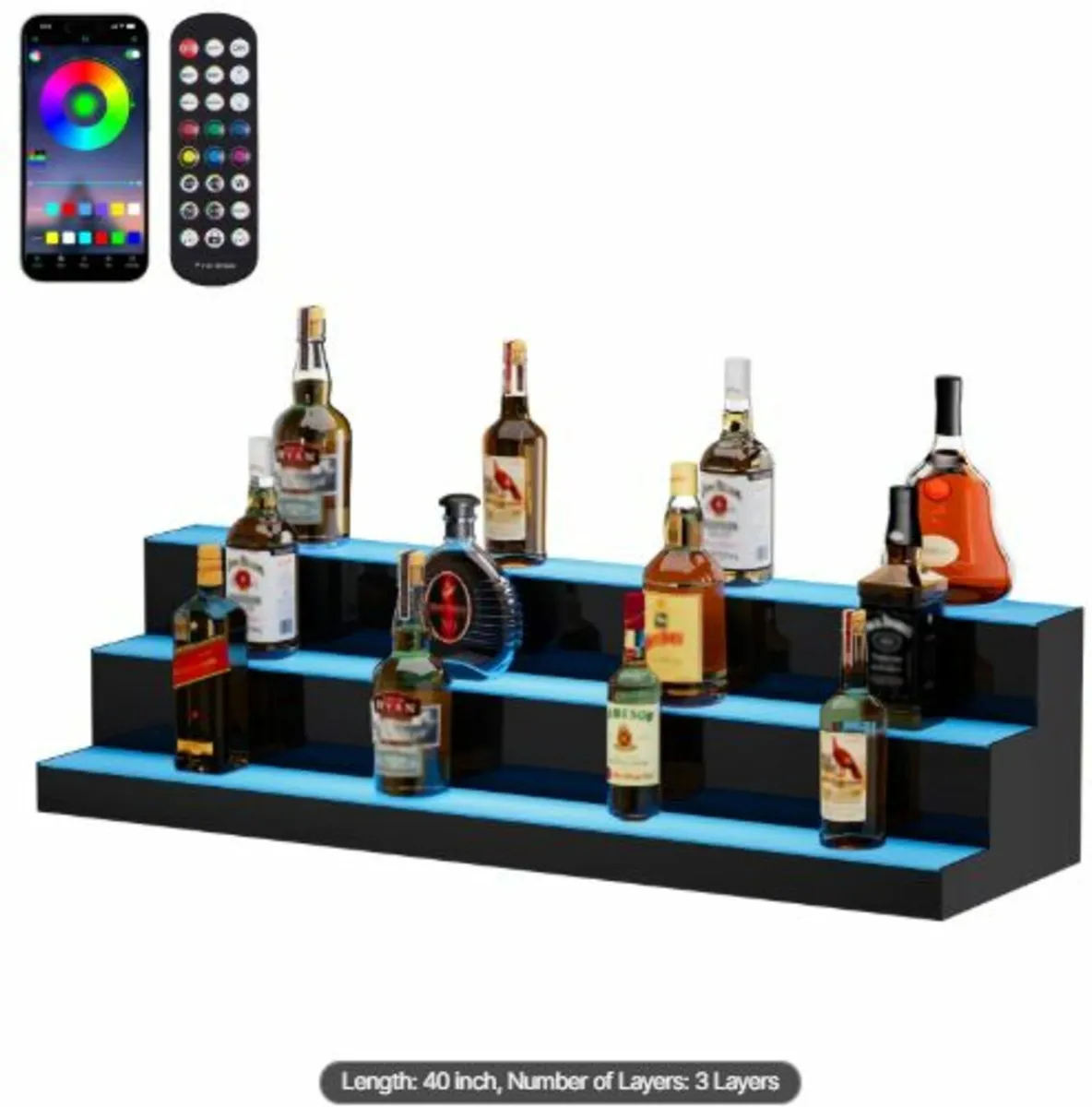 LED Lighted Liquor Bottle Display Bar Shelf RF - Image 1