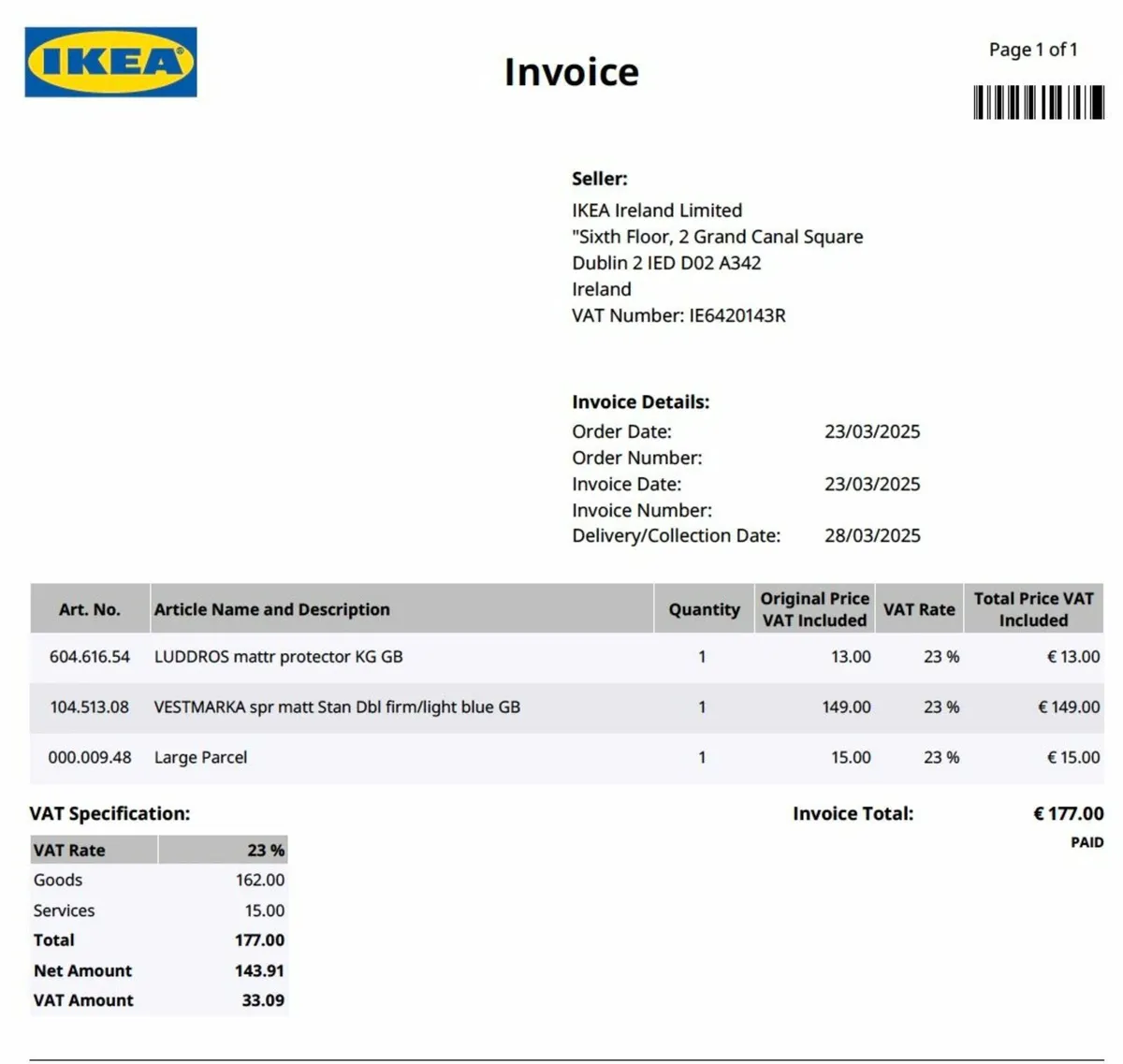 New IKEA double bed mattress - Image 3