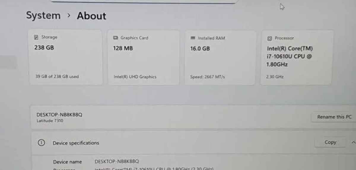Dell latitude 7310| i7 10th | 16/256GB |Touchscreen - Image 2