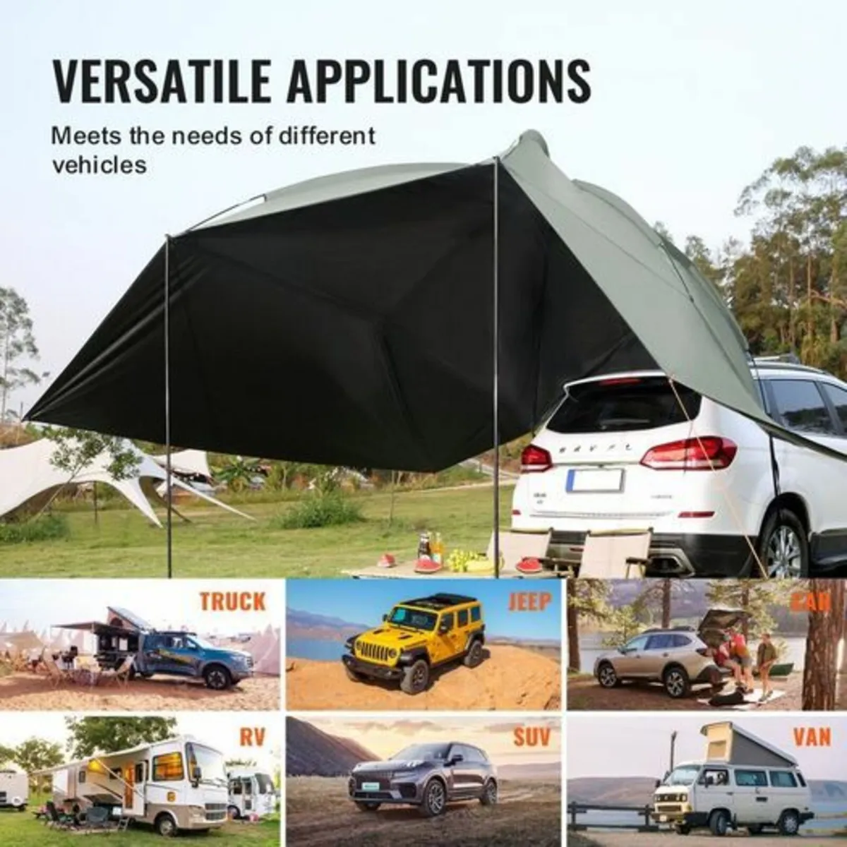 Vehicle Awning, Large 10' x 7' Shade Coverage Car - Image 2