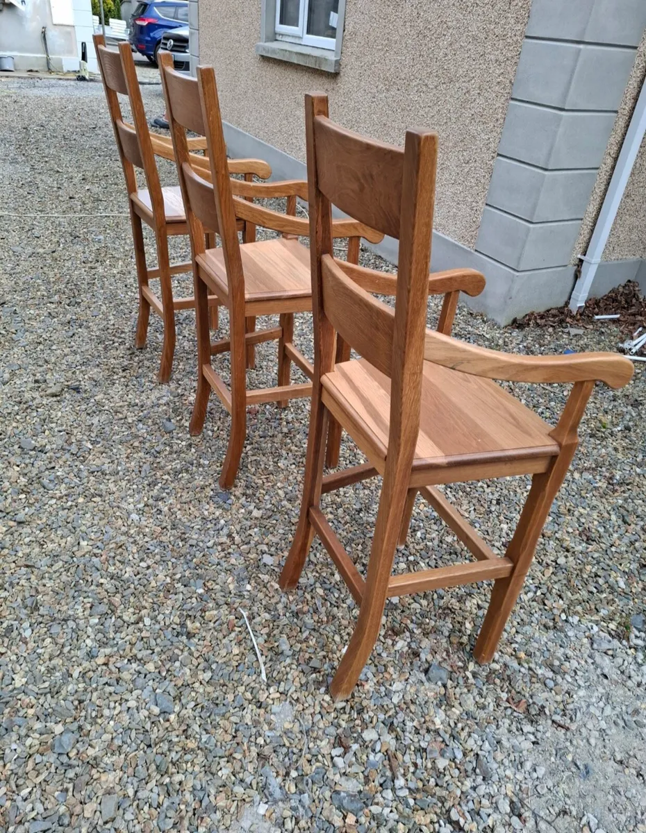 3 x solid oak high bar chairs - Image 2