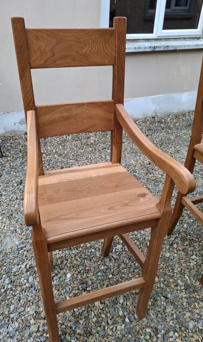 3 x solid oak high bar chairs - Image 3