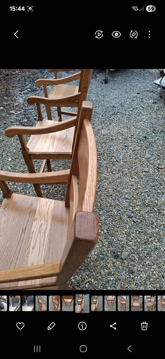 3 x solid oak high bar chairs - Image 4