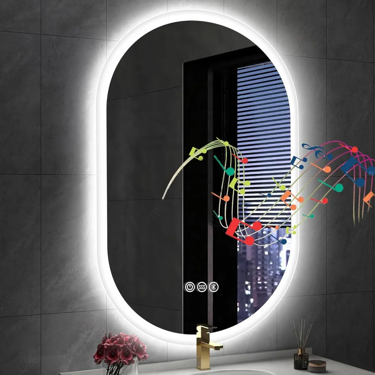 LED Bathroom Mirror with Lighting Bluetooth an Ant - Image 1