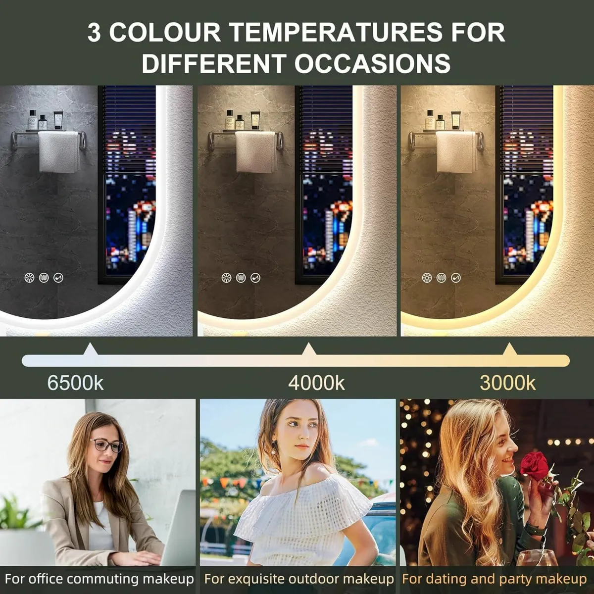LED Bathroom Mirror with Lighting Bluetooth an Ant - Image 3