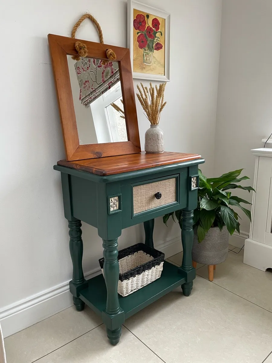 Rustic Farmhouse style table and mirror set - Image 1