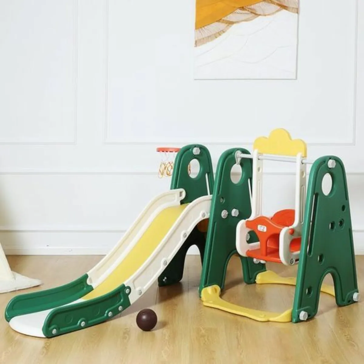 Children's Slide Swing Basketball hoop rounded cor - Image 1