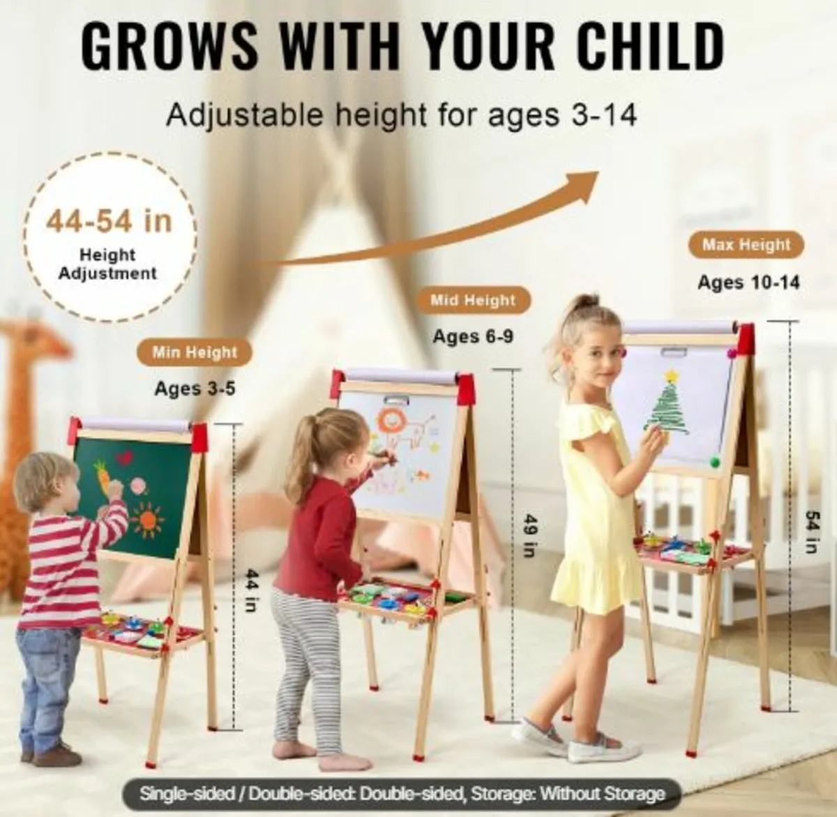 Art Easel for Kids,3-in-1Wooden Double-Sided Kids - Image 2