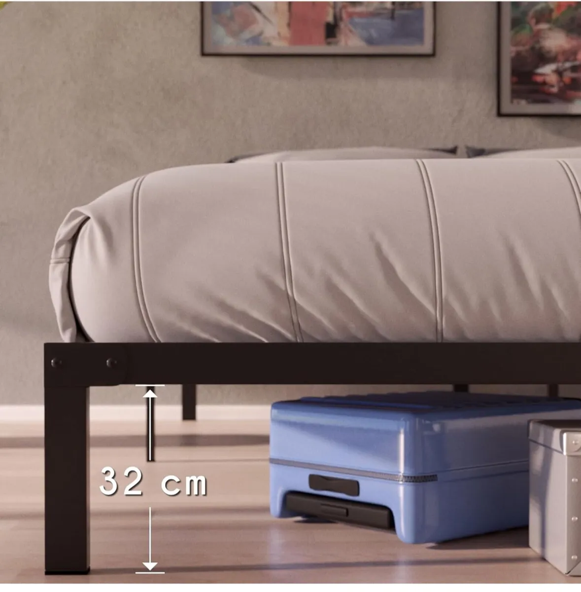 King Size Bed Frame Metal 150x200 with Storage 35c - Image 3