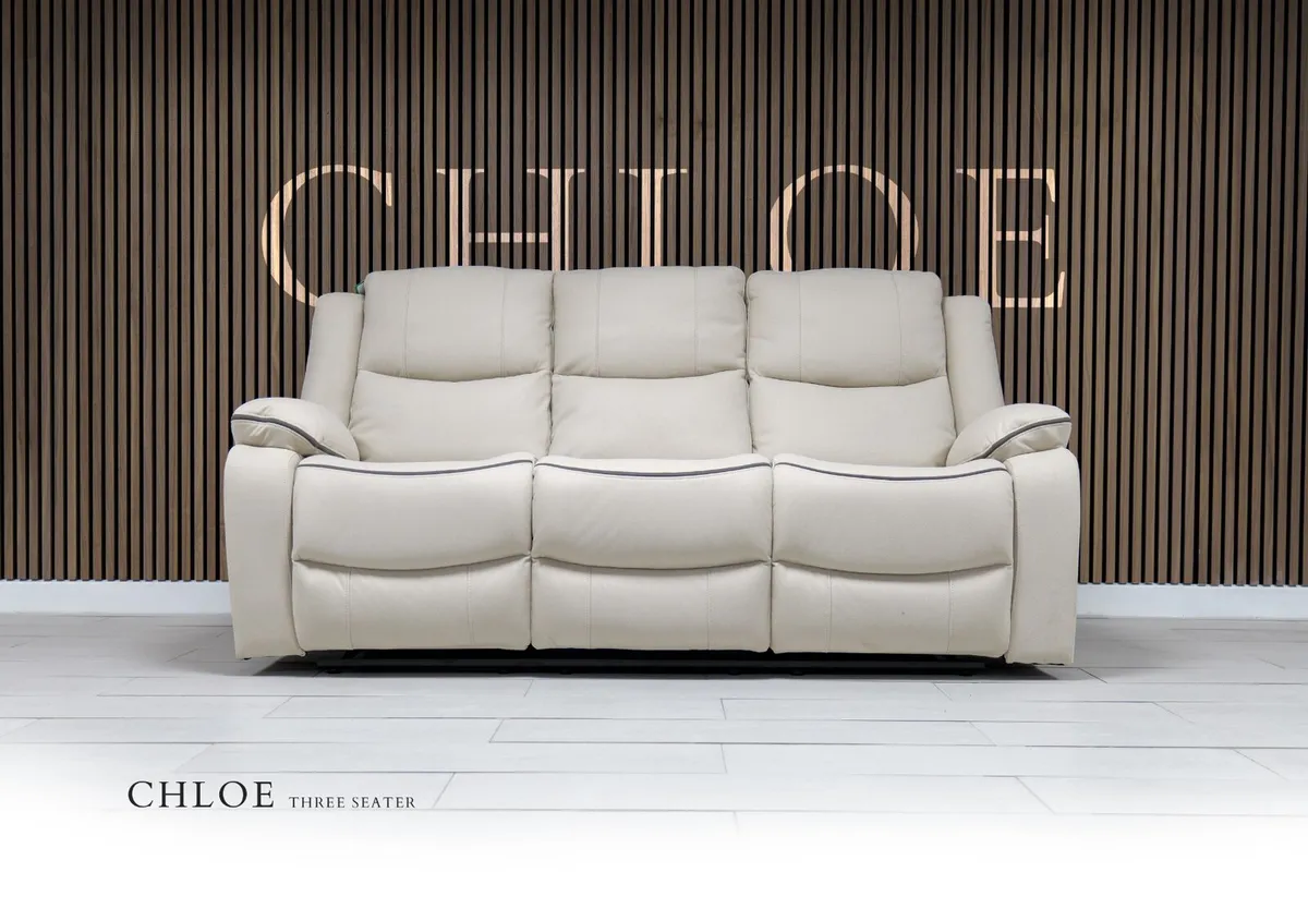 Chloe 3+1+1 Cream Technology Fabric Recliner Sofa - Image 2