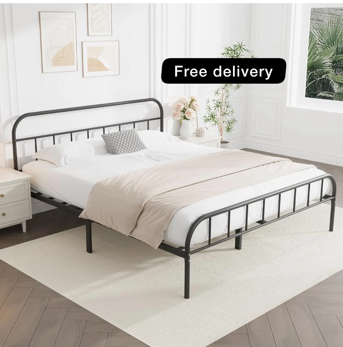 King Metal Bed Frame with Large Storage Space - Image 1