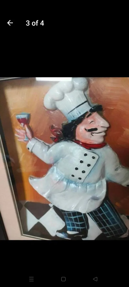 Chef picture 3D raised texture, black frame - Image 3