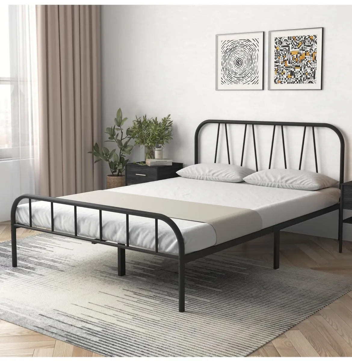 King Bed Frame, Solid Metal Bed Frame - Image 1