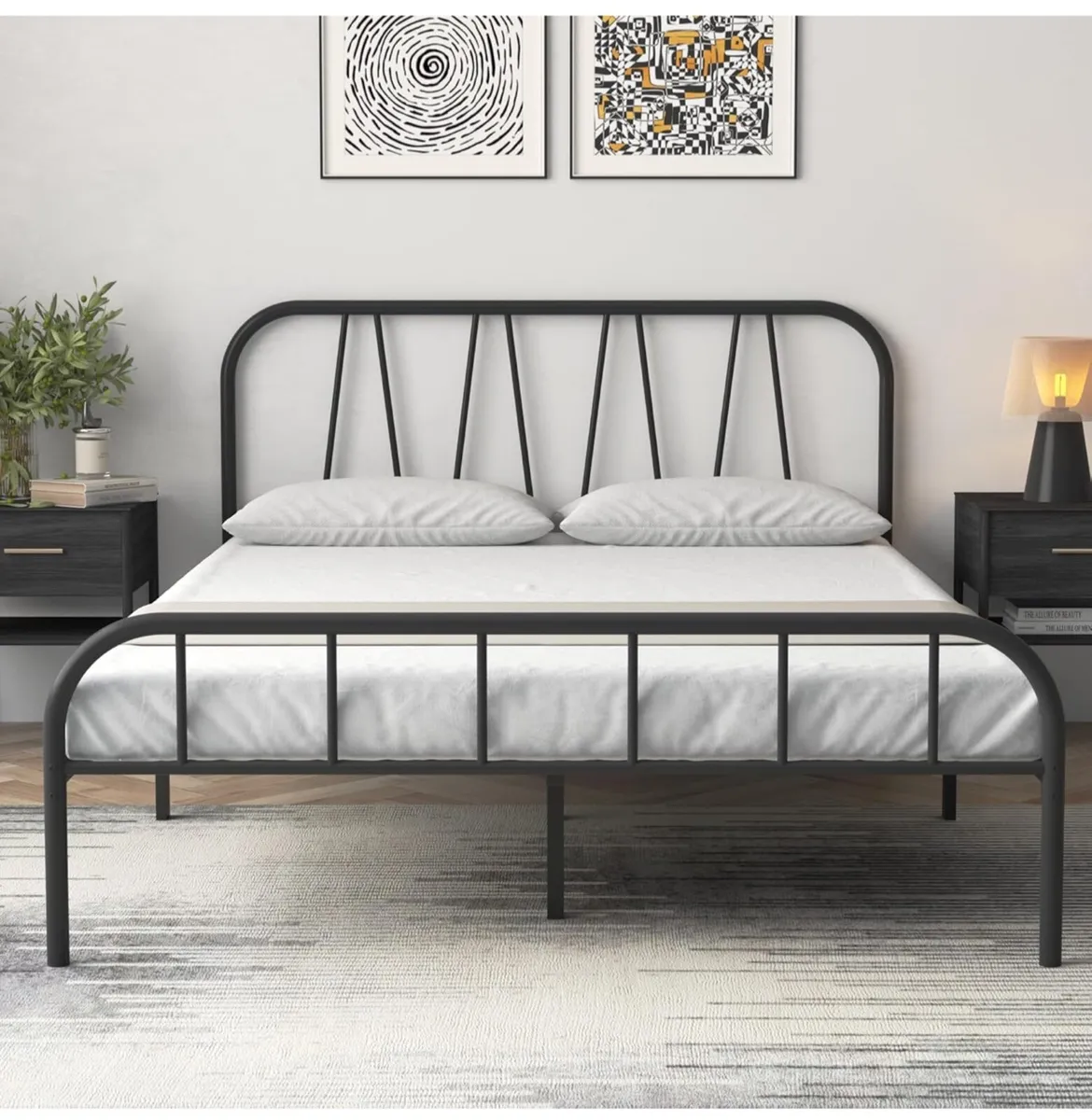 King Bed Frame, Solid Metal Bed Frame - Image 3