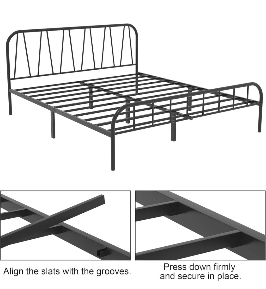 King Bed Frame, Solid Metal Bed Frame - Image 4