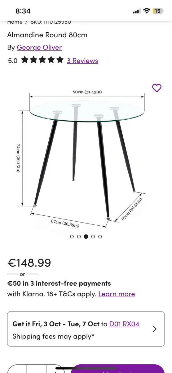 Almandine Round glass table 80cm - Image 4