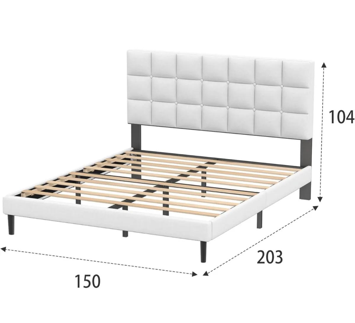 King Bed Frame, Easy Assembly, Sturdy Wooden Slat - Image 2