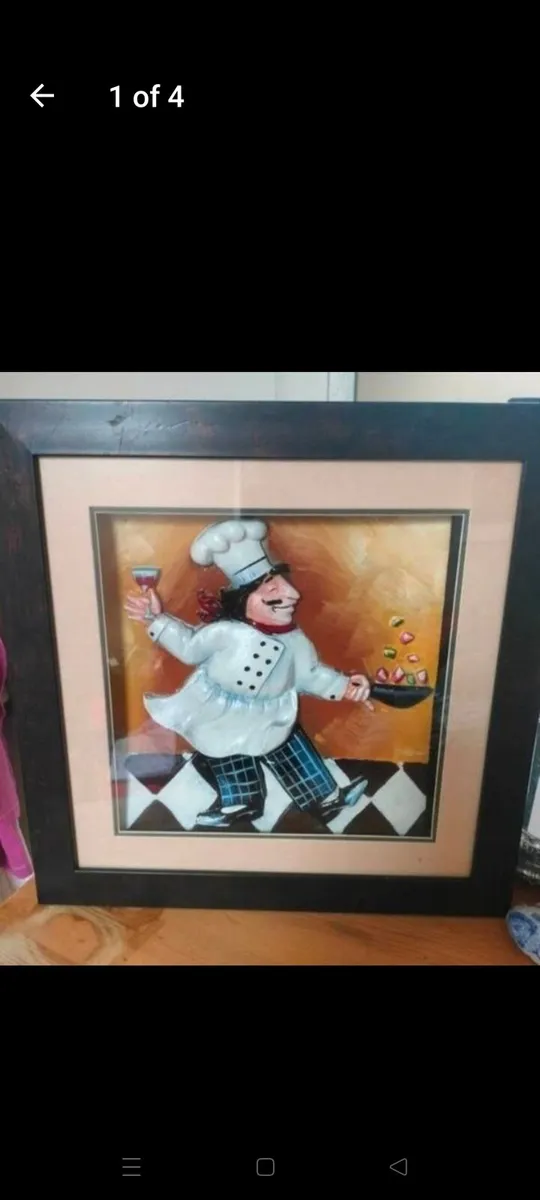 Chef picture 3D raised texture, black frame - Image 1