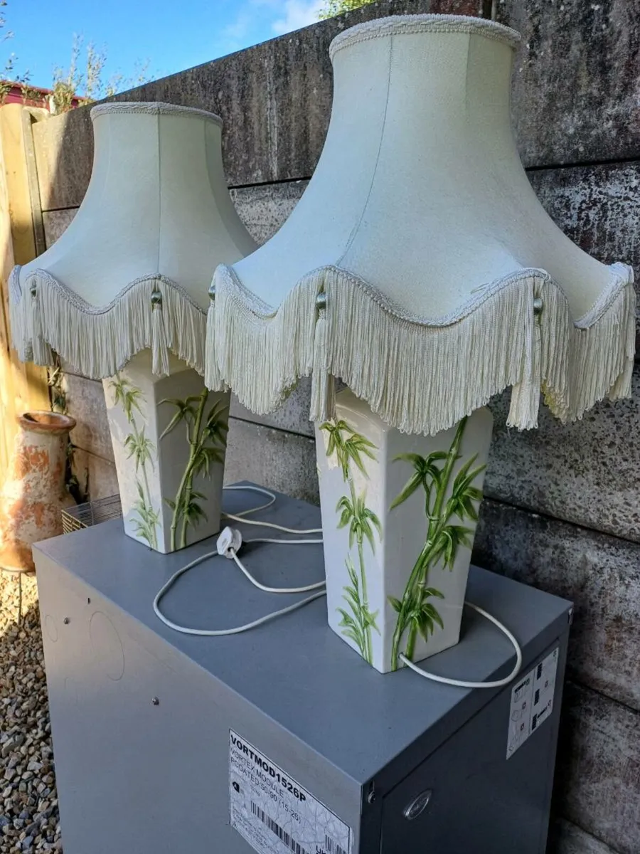 1950s Italian Majolica Ceramic Table Lamps - Image 2