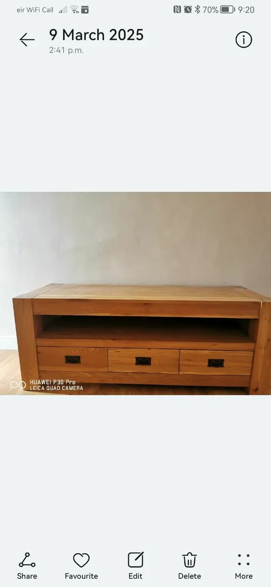 Solid Oak Tv Unit & Tall Boy - Image 1