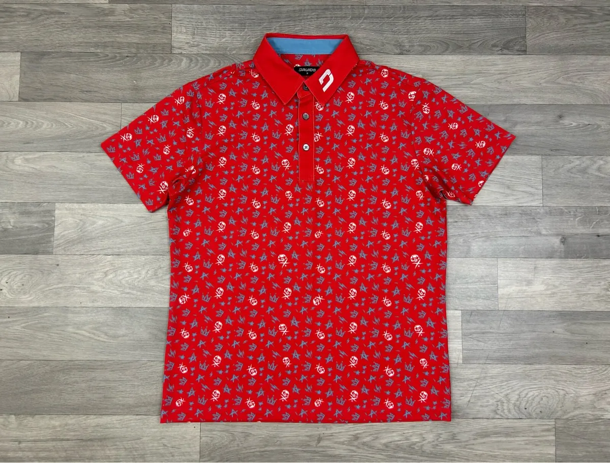 Druids Golf Patterned Polo Shirt Mens Medium - Image 1