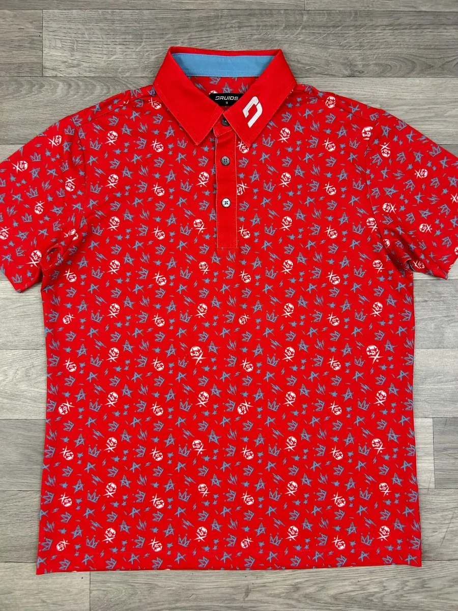 Druids Golf Patterned Polo Shirt Mens Medium - Image 2