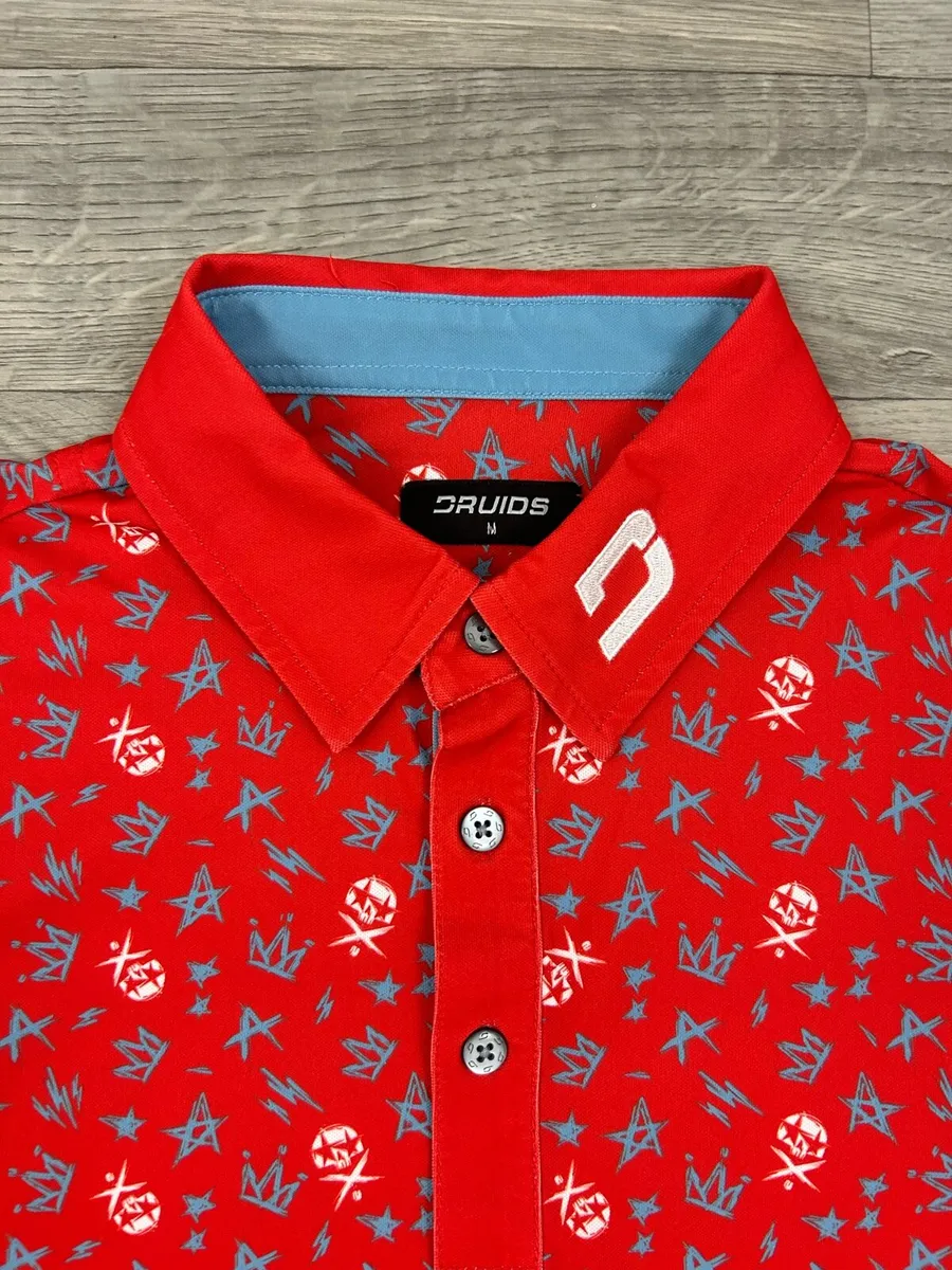 Druids Golf Patterned Polo Shirt Mens Medium - Image 3