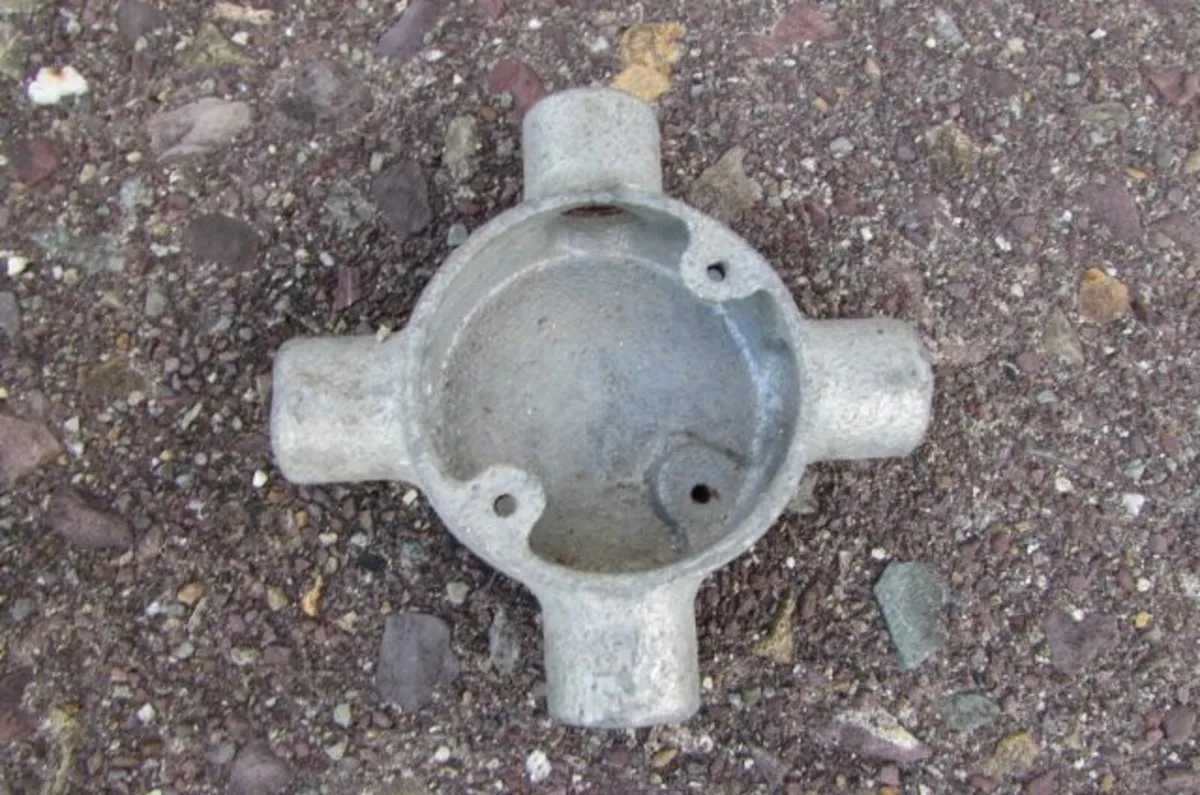 20mm 4 Way Galvanised Steel Box for Sale - Image 1