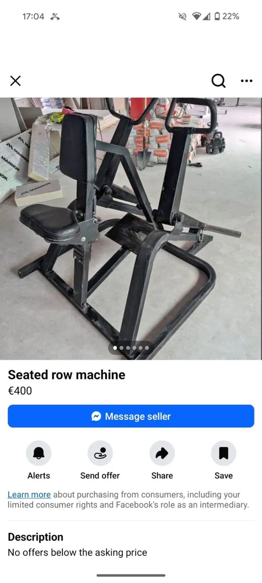 Seated row machine