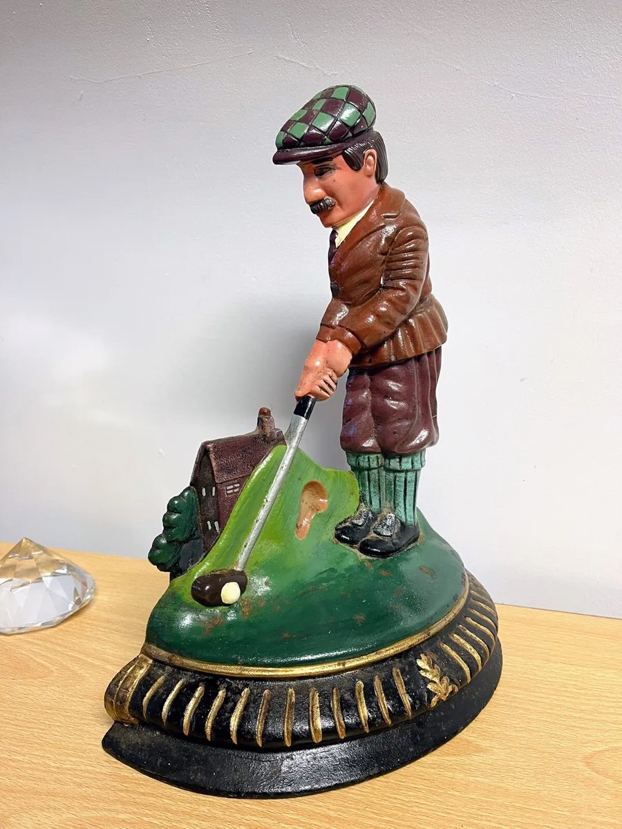 Vintage Golfer cast iron door stop - Image 3