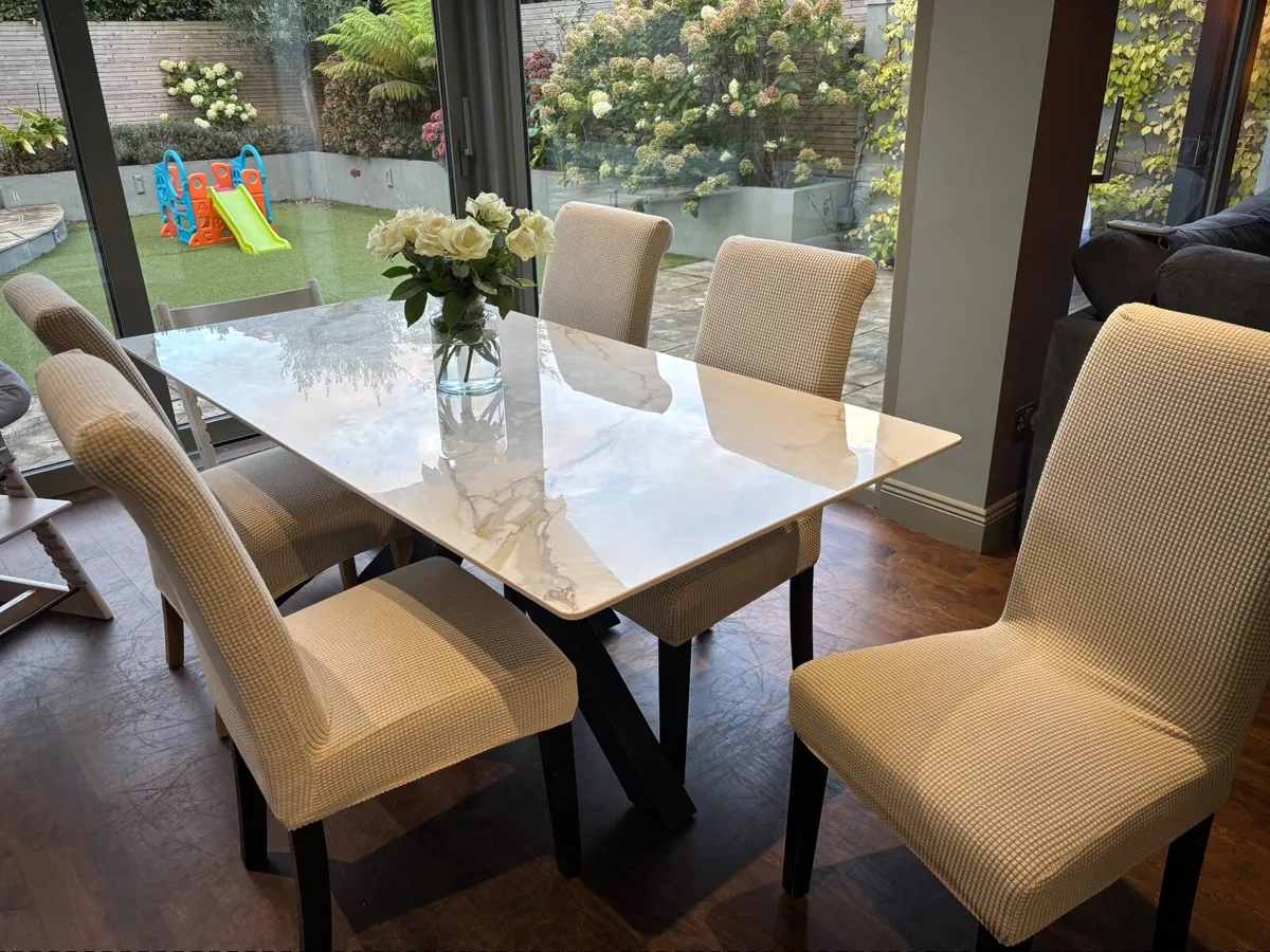 Set of 6 Elegant Cream Dining Chairs - Image 1
