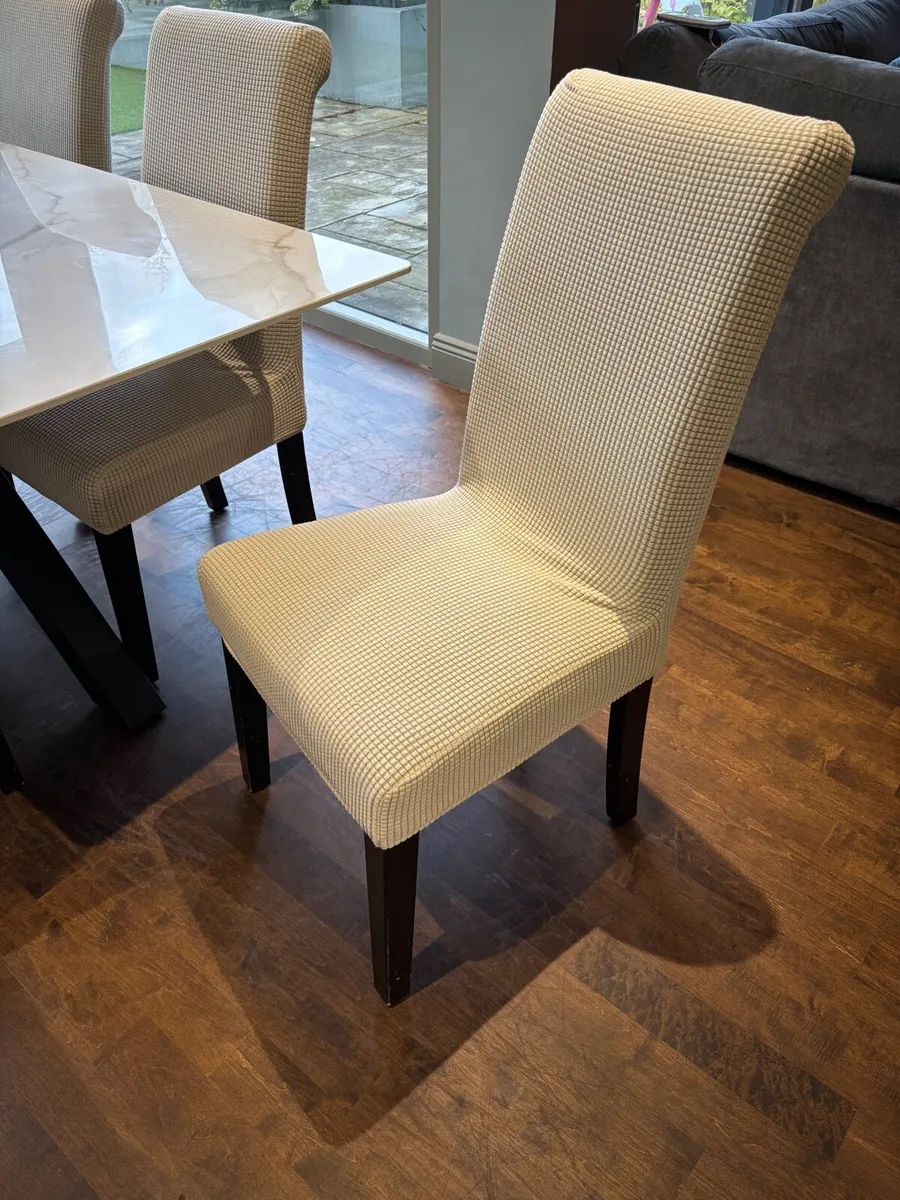Set of 6 Elegant Cream Dining Chairs - Image 2