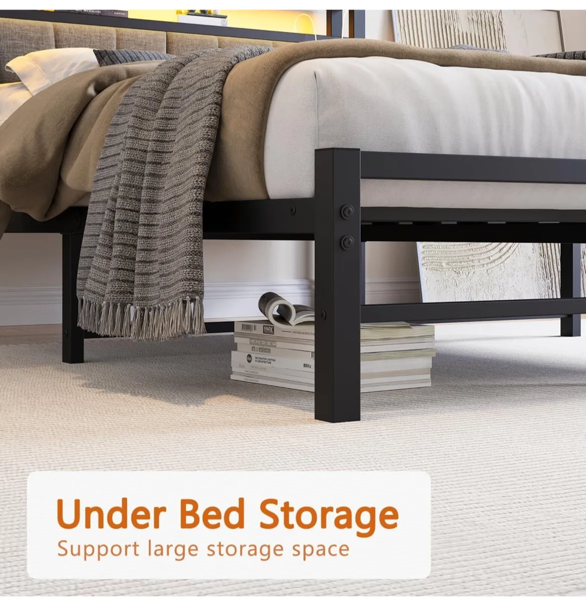 King Size Bed Base with Charging Station - Image 3
