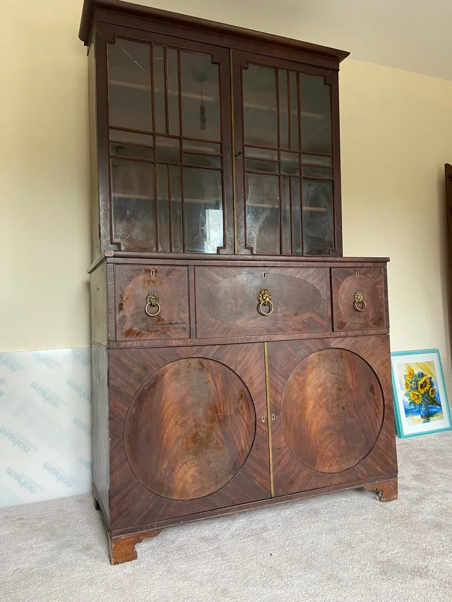 Georgian secretarie bookcase cabinet - Image 1