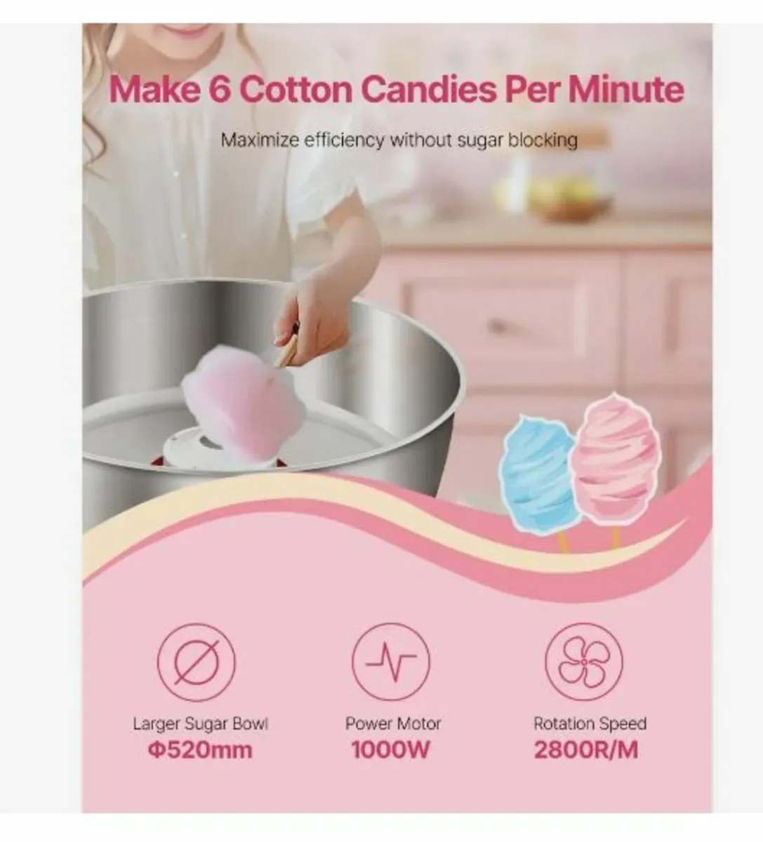Electric Cotton Candy Machine, 1000W - Image 2