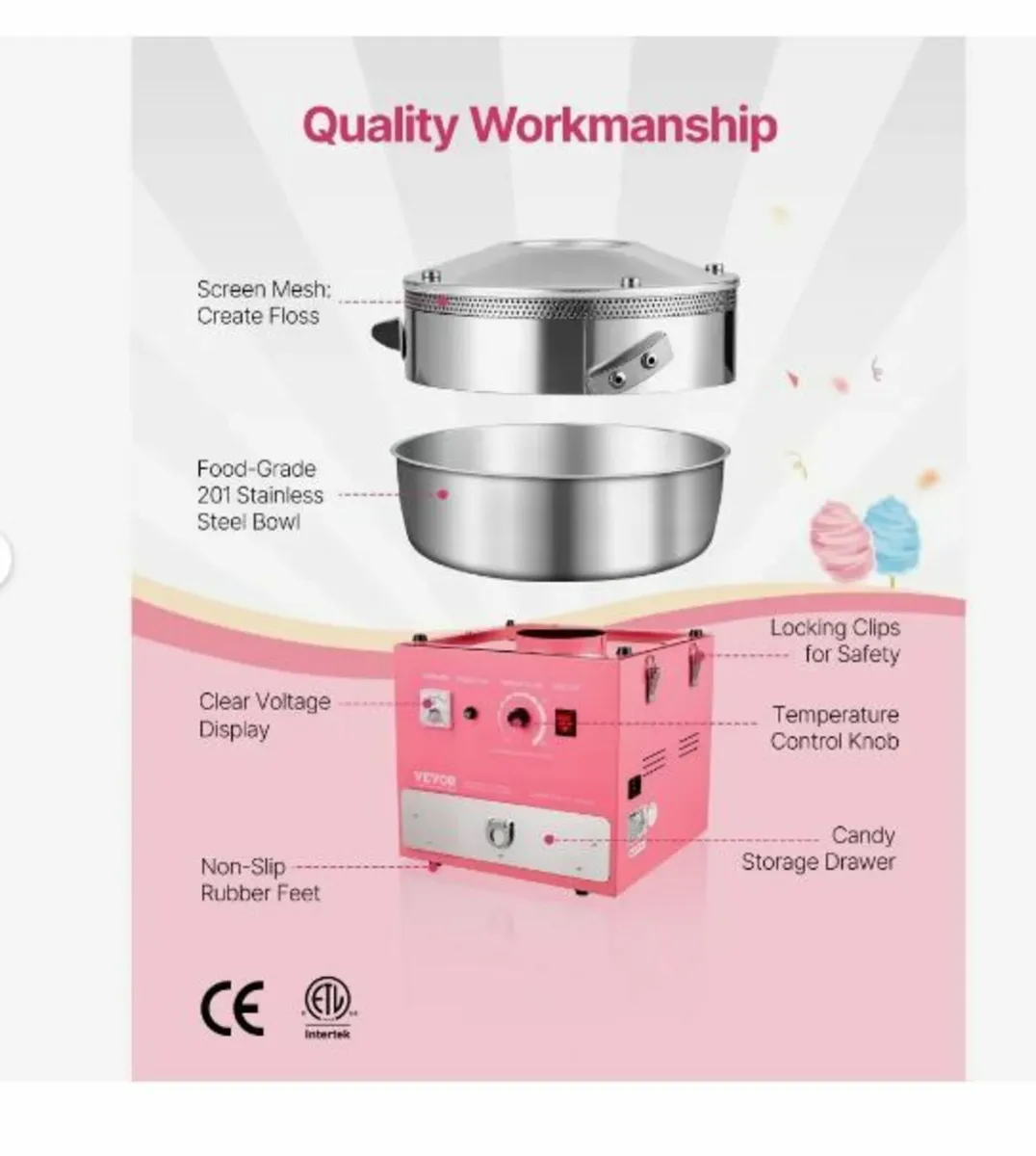 Electric Cotton Candy Machine, 1000W - Image 4