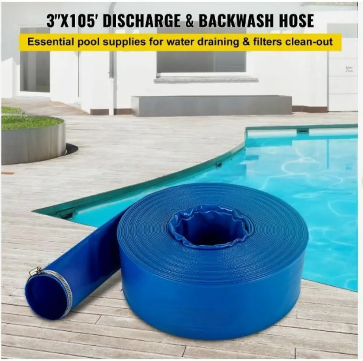Discharge Hose, 3" x 105', PVC Lay Flat Hose - Image 1