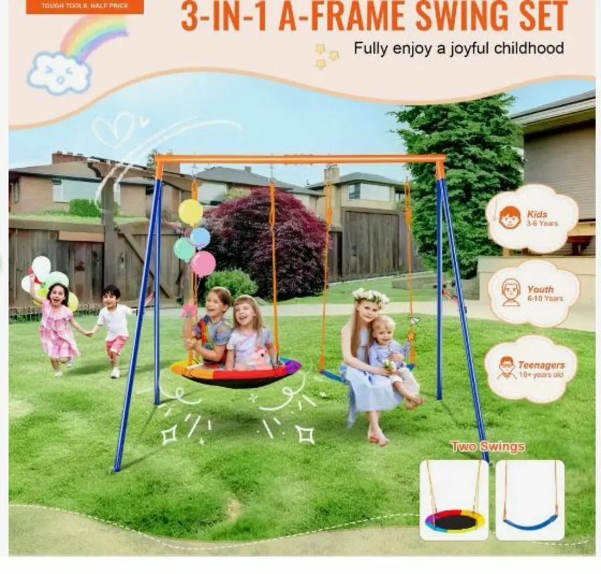 Swing Sets for Backyard, 440lbs Load - Image 3