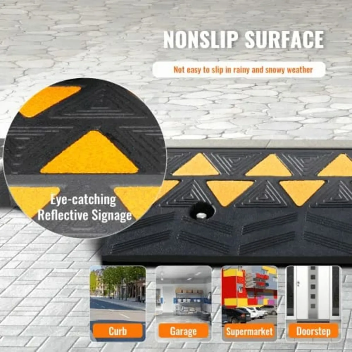 Rubber Curb Ramp 9.4 cm Rise Height Sidewalk Curb - Image 2