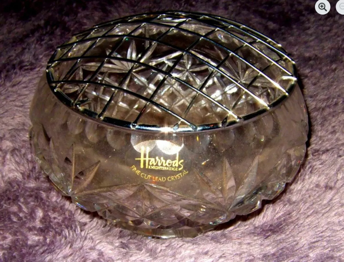 Vintage Harrods Crystal Rose Bowl - Image 1