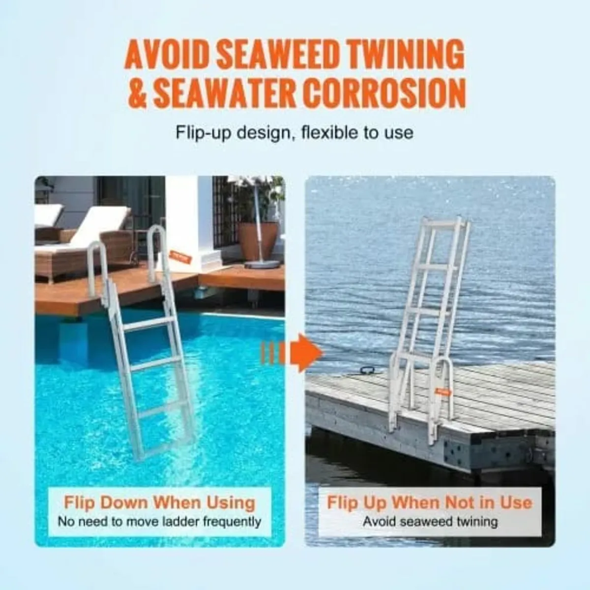 Ladder Flip Up 4 Steps, 159 kg Load Capacity, Alum - Image 3