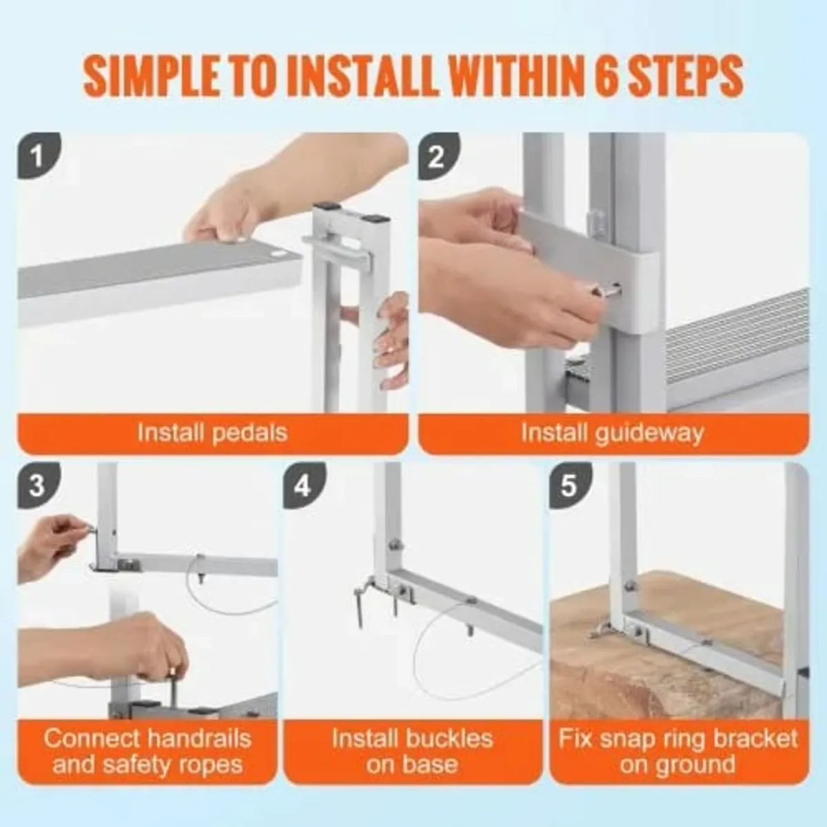 Ladder, Retractable 5 Steps, 350 lbs Load Capacity - Image 4